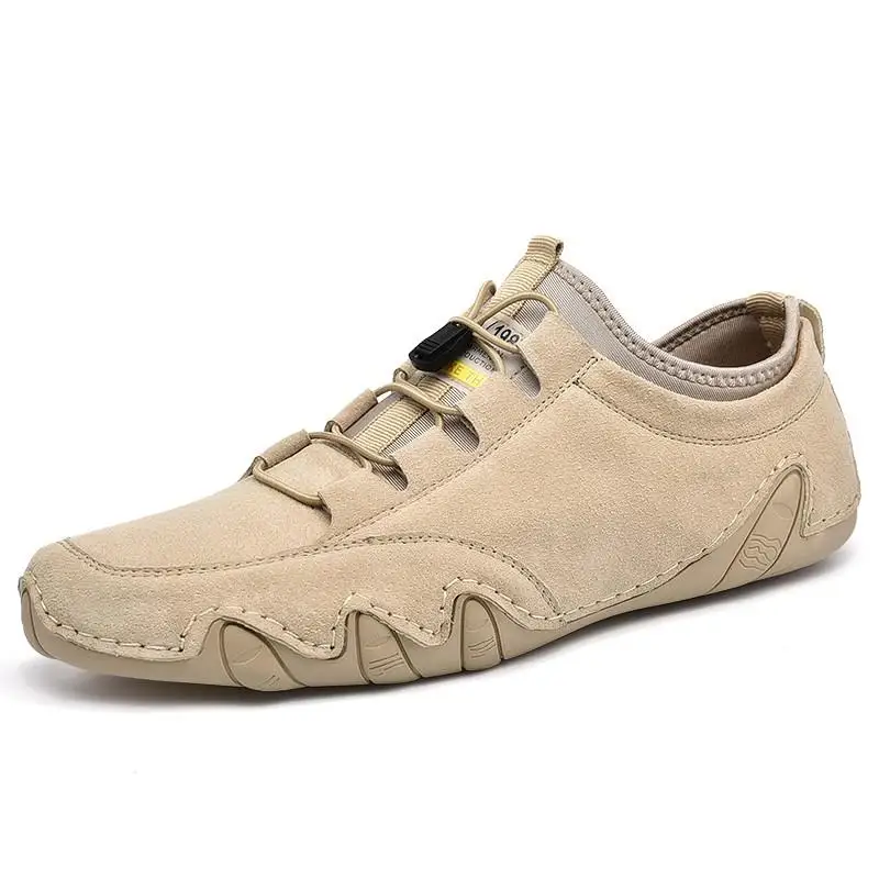 Genuine Leather Casual Shoes Men Big Size 45 46 Lace Up Mens Sneakers Br... - $45.47