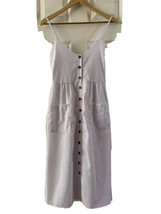 Angashion dress sundress M Spaghetti Strap adjustable white button front  - £24.82 GBP