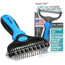 Pet Grooming Brush Double Sided Shedding Dematting Undercoat Rake for Dogs Cats  - £19.92 GBP