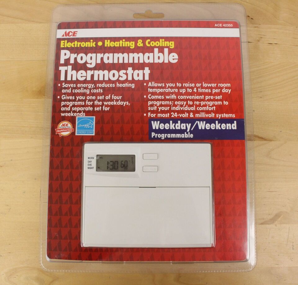 NEW ACE Programmable Thermostat Heating Cooling 24Volt Electronic