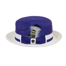 Men's Bruno Capelo Belvedere 2-Tone Straw Style Fedora Hat BD956 Purple/white image 3
