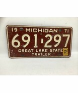 1971 MICHIGAN TRAILER LICENSE PLATE GREAT LAKE STATE 691-297 - $13.00 CAD