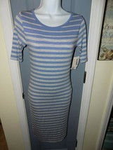LuLaRoe Julia Gray/Perwinkle Striped Dress Size XXS Women&#39;s NEW - £22.93 GBP