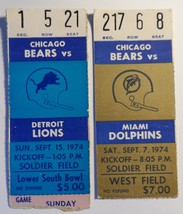  Chicago Bears vs Detroit Lions &amp; Miami Dolphins 1974 Ticket Stubs Soldier Field - £7.67 GBP