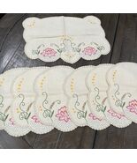 Vintage Table Runner Placemat Doily Set 1950’s-60’s Hand stitched Floral... - $722.60 MXN