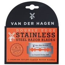 Van Der Hagen Double Edge Stainless Steel Razor Blades, Pack of 5 - £3.92 GBP