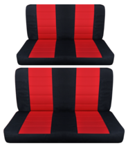 Fits 1964 Ford Fairlane 500 sedan 4dr Front and Rear bench seat covers black red - $130.54