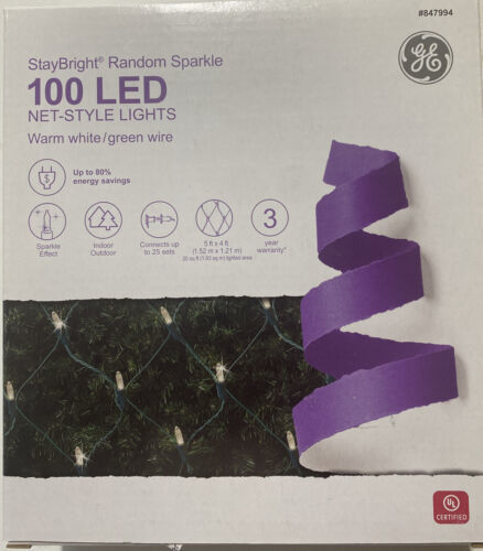 GE StayBright 5-ft x 4-ft Sparkling White LED Mini Plug-In Christmas Net Lights ENERGY STAR GE StayBright 5-ft x 4-ft Sparkling White LED Mini Plug-In Christmas Net Lights ENERGY STAR