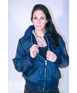 AIR FORCE STYLE FLIGHT JACKET NAVY BLUE W/ FUR LINED COLLAR SIZE 12 JJ 900 - $79.19