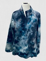 Te Verde Blue Tie Dye snap mock neck long sleeve pullover fleece NEW Medium - £26.53 GBP