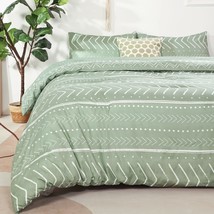Queen Sage Green Aztec Comforter Set, Bohemian Folkloric Art Pattern Bedding Boh - £38.59 GBP