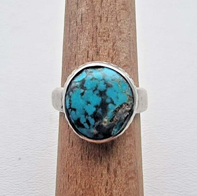 NATIVE AMERICAN STYLE 925 STERLING SILVER TIBETAN TURQUOISE RING SIZE  5.25 Item image 5