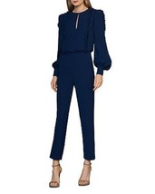 ML Monique Lhuillier Ruffle-Trimmed Jumpsuit Navy Size 2 $445 - £179.36 GBP