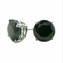 3 Ct Round Cut Lab Black Diamond Earrings Solid 14k White Gold Screw Back Studs - $821.60