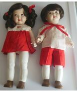 Vintage Bisque/Porcelain Googly Eye Dolls Jointed Girl &amp; Boy Painted Leg... - $445.50