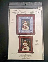 Winter Folk Welcome Winter Quilt Pattern Country Appliques Wall Pillow CA-133 - $7.83