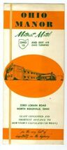 Ohio Manor Motorist Motel Brochure 1950's Cleveland Ohio  - $13.86