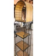 Large Arch Top Metal &amp; Wicker Shelf 4 Tier Display Plant Knick Nack Books - $99.99