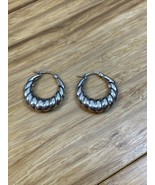 Sterling Silver .925 Dangle Hoop Earrings Jewelry Estate Find  KG JD - $24.20 CAD