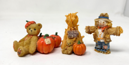 3 Enesco Priscilla Hillman Halloween Figures Pumpkin Bear Cornstalk Scarecrow - $14.95