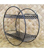 Black Circle Wall Display Rack MCM Atomic Eames Era Round Metal Wire Mes... - $67.21 CAD