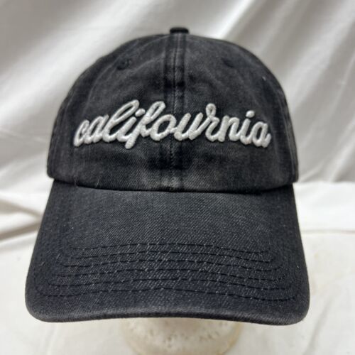 trucker hat baseball Cap Vintage Black Denim California Embroidered - $39.99