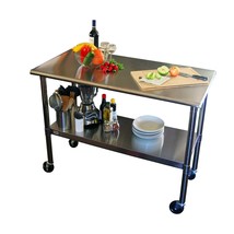 2ft x 4ft Stainless Steel Top Kitchen Prep Table with Locking Casters Wheels - $8,238.68 MXN