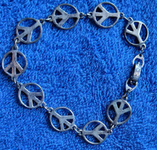 Unisex Peace Sign &quot;Silver Tone&quot; Bracelet Cute Festive Classic - $9.99