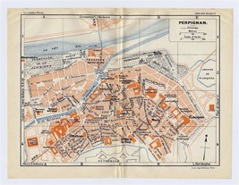 1926 Original Vintage City Map Of Perpignan Perpinya PYRENEES-ORIENTALES France - £15.47 GBP