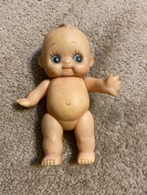 Vintage Kewpie Doll 8&quot; tall Rubber Baby Made in Taiwan Blue Eyes Pointy Fingers - £9.57 GBP