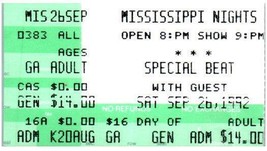 Vintage Special Beat Ticket Stub September 26 1992 St. Louis Missouri - £19.46 GBP