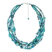 Turquoise Rapids Multi Chunky Strand Handmade Necklace - £28.48 GBP