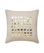 Beige Linen Mirror Embroidery Throw Pillow Cover Adrish - £48.25 GBP+