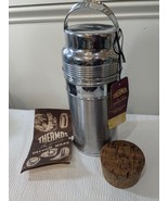 Vintage Thermos Vacuum ware glass cork stainless steel ribbed chrome #60... - $85.00