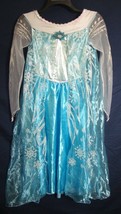 Disney ELSA Costume + CAPE Gown Dress Frozen Movie Blue Fancy Girl LG 10-12 - £20.56 GBP