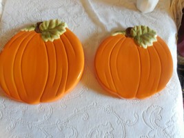 2 Ceramic Pumpkin Wall Hangings? Serving Trays? - 10 3/8&quot; &amp; 8 7/8&quot; - £23.73 GBP