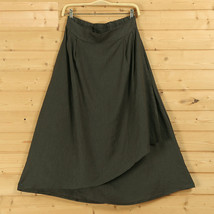 Khaki Cotton Linen Wrap Skirts Women One Size A Line Long Casual Skirt image 4