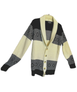 1980&#39;s pine state men&#39;s patterned knit button down cardigan sweater SMALL - €23,45 EUR