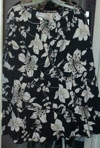 Skirt Alfred Dunner Black White BEIGE/TAN - Floral Print 12P Crinkle Material - £10.25 GBP