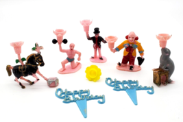 Vintage Cake Toppers Cupcakes Lot 8 Horse Clown Seal Candle Holders Picks - £8.87 GBP