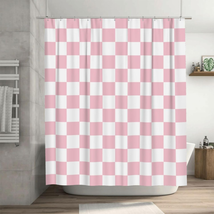 Checkered Shower Curtain, Pink Shower Curtains for Bathroom, Cute Retro Checkerb - £19.74 GBP