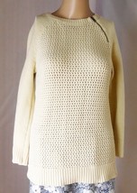 Ann Taylor LOFT Women&#39;s Sweater Size M - 100% Cotton Cable Knit Shoulder Zip - £11.81 GBP