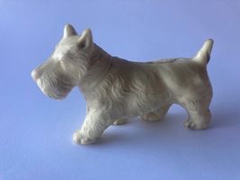 Vintage Off-White Scottie Dog Figurine, Japan Plastic Animal Collectible... - $11.50