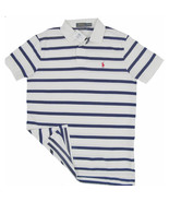 NEW! Polo Ralph Lauren Custom Fit Polo Shirt! Sm White &amp; Navy Striped Re... - $44.99