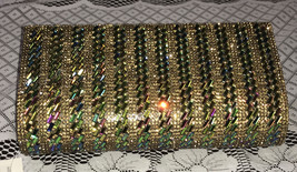 New Gold Green Blue Clutch Purse De Blossom Collection Chain Shoulder Strap - £7.54 GBP