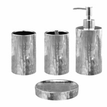 Ceramic Bathroom Accessories Set 4 Pieces Silver - $1,170.56 MXN