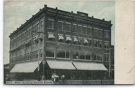 White BUILDING~PARSONS,KANSAS~1911 Postcard - £7.74 GBP