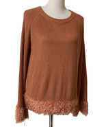 Ganji LA Womens Sweater Top Sz S Rust Orange Soft Fluffy Wrists Lightweight - $25.90 CAD