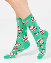 allbrand365 designer Womens Happy Santa Crew Socks, 9-11, Green - $11.88