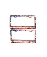 Patriotic License Plate Frames Red White Blue Metal NEW Set of 2 - $25.30 CAD